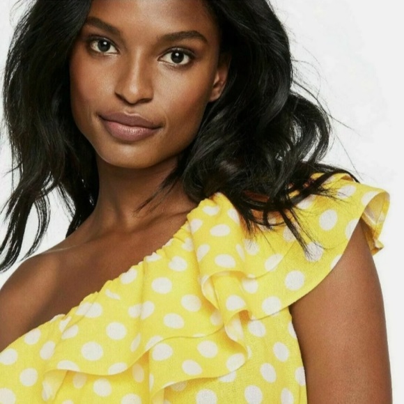 Lisa Marie Fernandez x Target Dress Polka Dot One Shoulder Yellow White:… - Picture 7 of 12